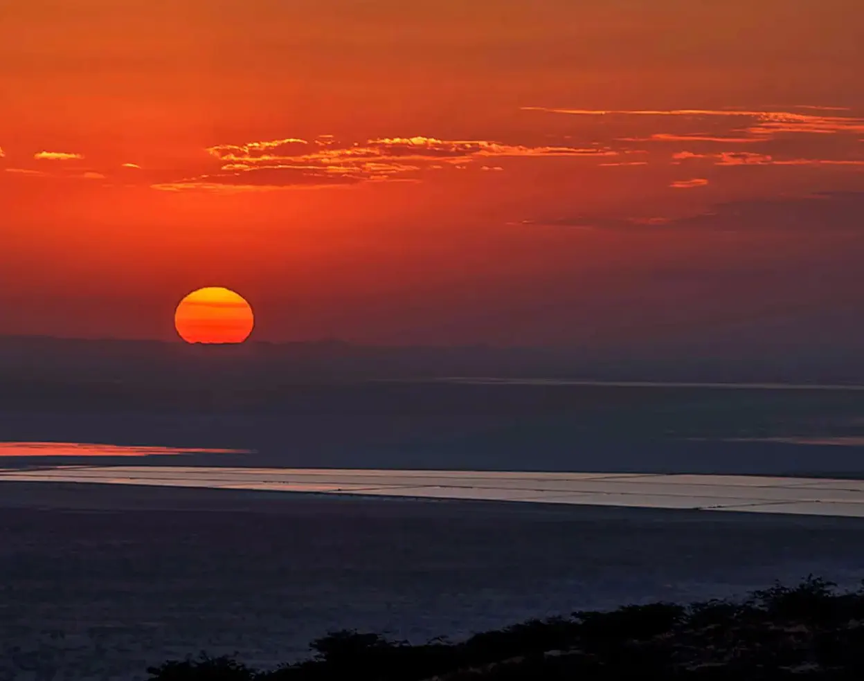 Sunset colors over the salt flats